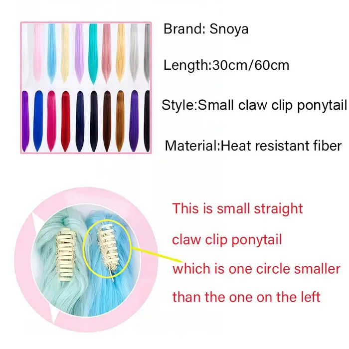 Snoya 60 cm/30 cm synthétique polyvalent longue droite pince à griffes extensions de queue de cheval