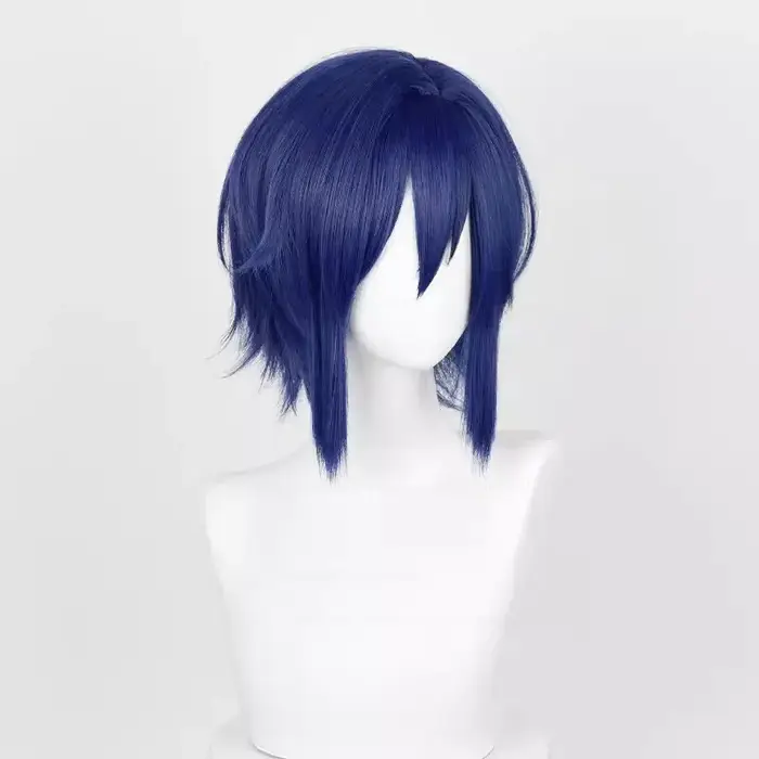 Perruque de Cosplay Synthétique Bleu Foncé
