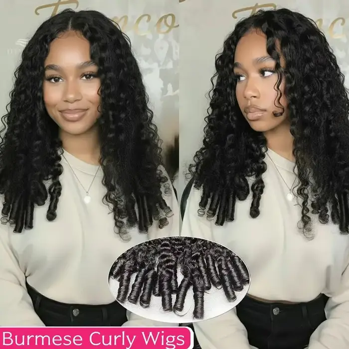 Perruques bouclées birmanes en cheveux humains de 40 pouces, avec dentelle frontale 13x6 et dentelle