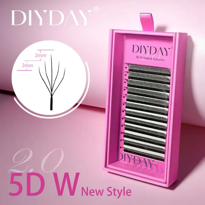 DIYDAY Nouveau Style Extensions de Cils 5D en Forme de W Différentes Longueurs Faux