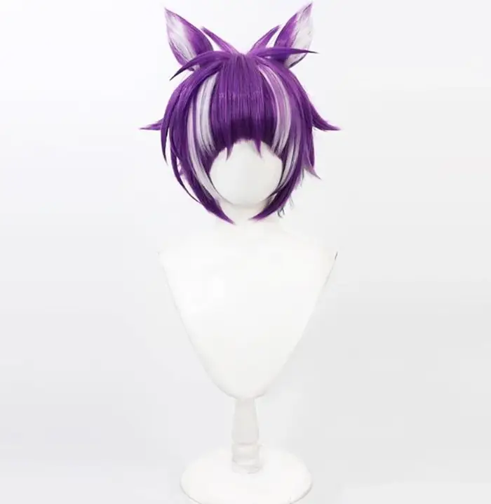 Perruque torsadée du pays des merveilles Cheshire Cat, perruque violette pour cosplay, anime, fête d'halloween