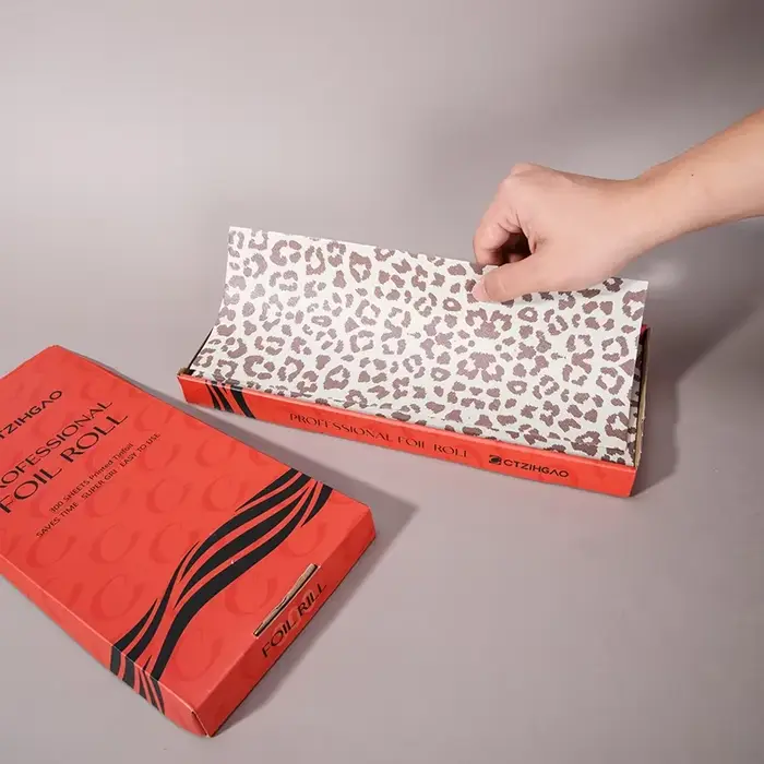 Rouleau de feuille de cheveux professionnelle imprimé léopard, 300 feuilles, feuille de coloration p