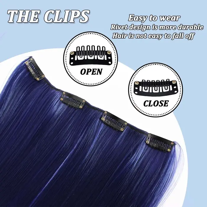 Extension de cheveux à clips colorée de 22 pouces pour femmes