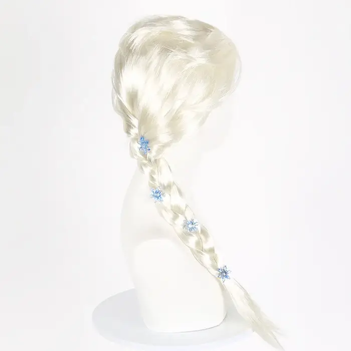 Ensemble de perruques tressées de 70cm de long avec couronne et baguette magique
