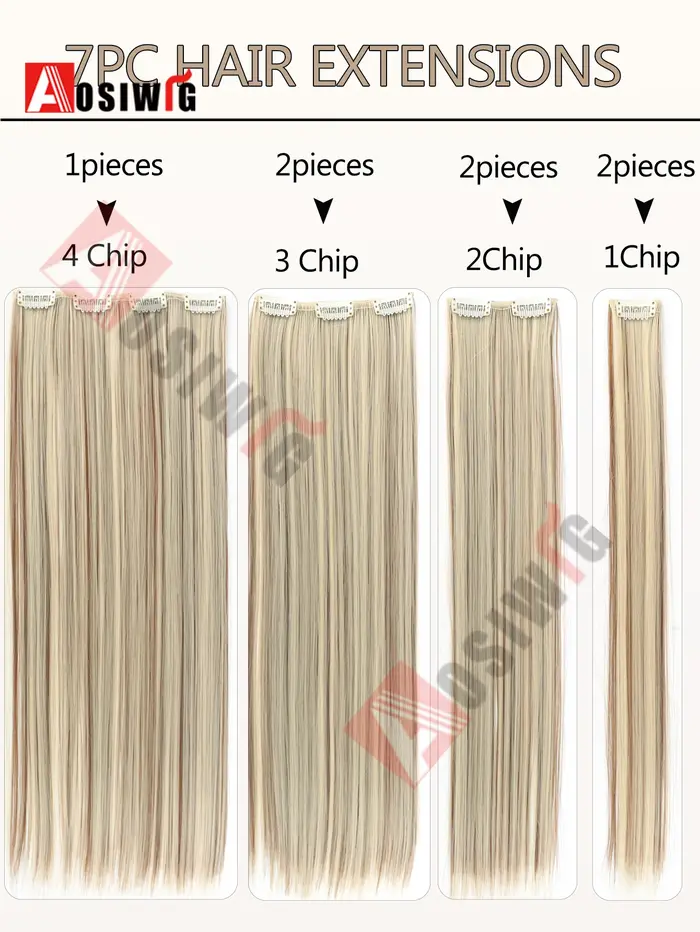 Extensions de cheveux synthétiques longs et lisses