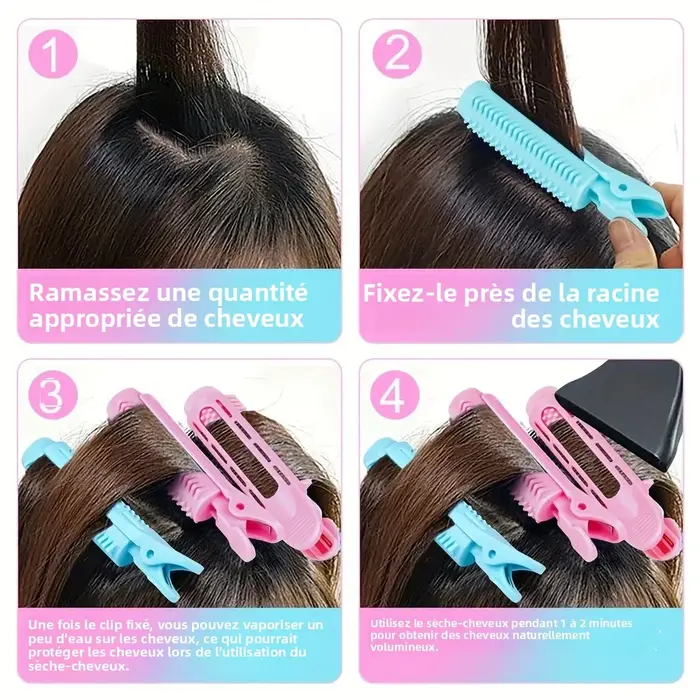 Pinces à racines de cheveux moelleuses et bouclées
