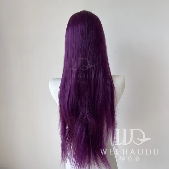 Perruque violette framboise violet foncé crochet à main perruques 26 pouces 13*4 grande dentelle sur la front Cosplay