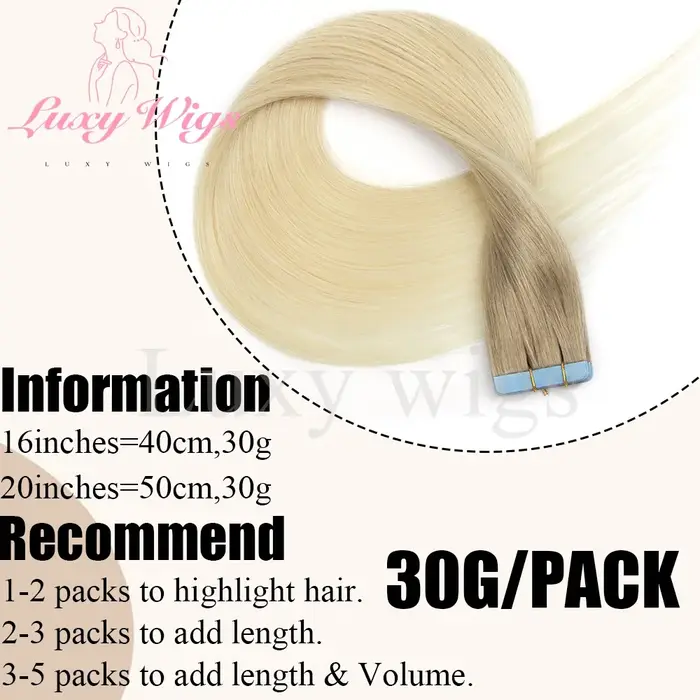 Mèches Blonde bande dans les Extensions de cheveux cheveux humains droite noir blond sans couture PU peau trame bande dans les Extensions de cheveux 20 pièces