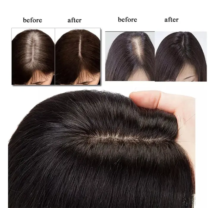 Vente chaude chine perruque Base en soie indien réel Remy Extensions de cheveux humains Topper
