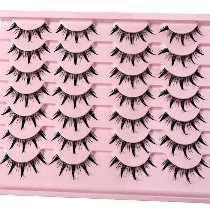 Faux Cils Naturels Doux et Croisés avec Bande Transparente