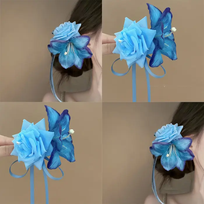 Super mignon pince à cheveux en forme de fleur de lys artificielle