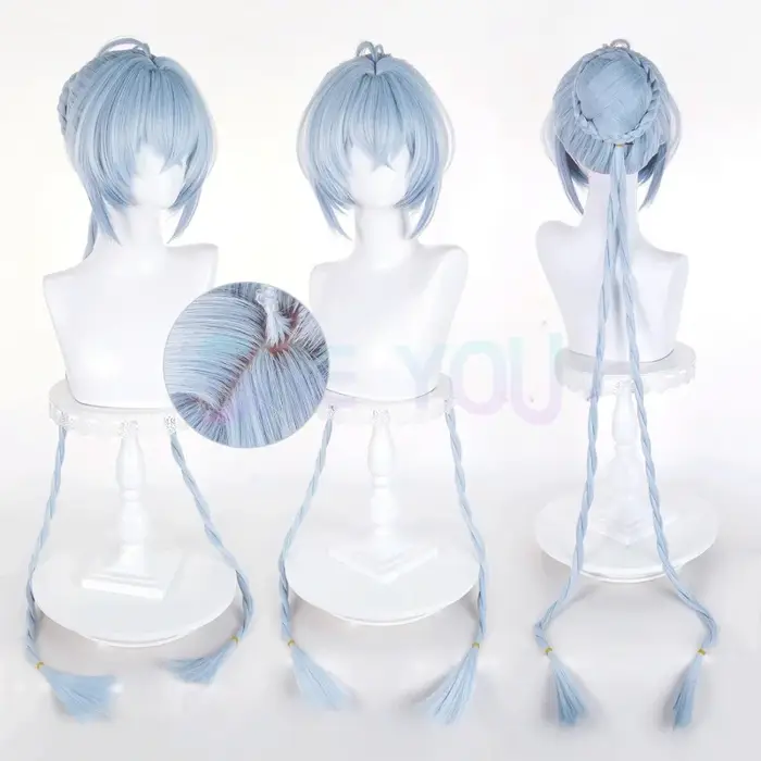 ZZZ Lucia Cosplay perruque avec tresses détachables perruque bleue Anime résistant à la chaleur perr