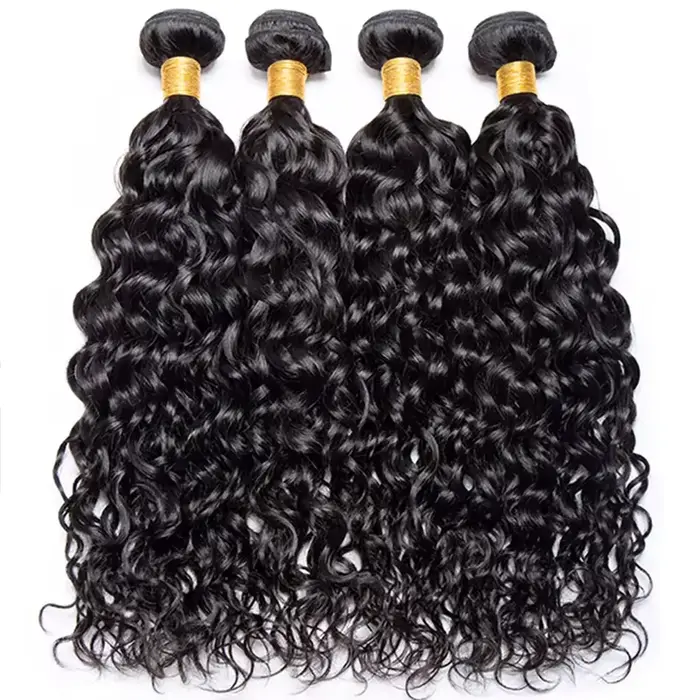 Extensions de cheveux humains malaisiens ondulés avec closure en dentelle, tissage de cheveux humain