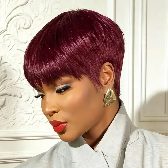 Perruque en cheveux humains coupe pixie