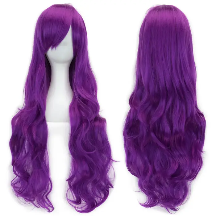 Soowee cheveux synthétiques longs bouclés perruque verte postiche rose noir fête cheveux Cosplay per
