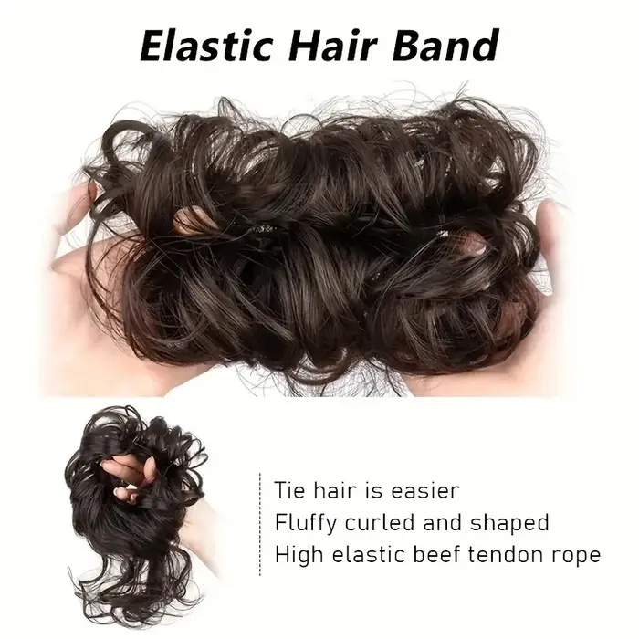 Chignon synthétique élégant bouclé en caoutchouc élastique
