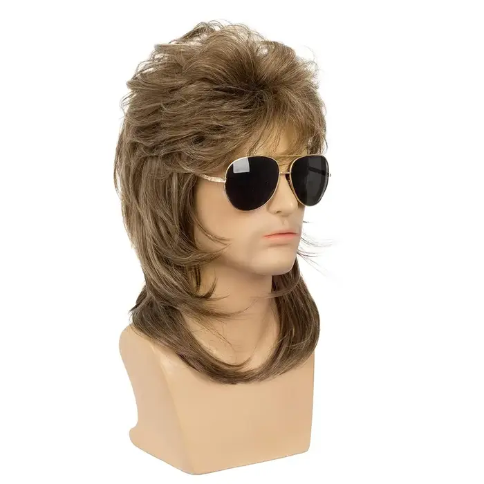 Perruques mulet pour hommes synthétiques des années 70 et 80 Costumes
