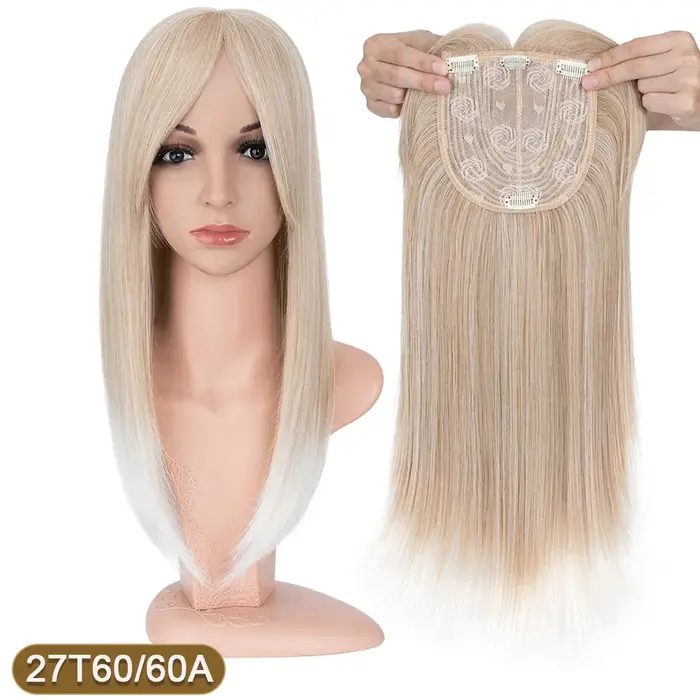 Extensions capillaires synthétiques lisses de 18 pouces avec frange pour femmes