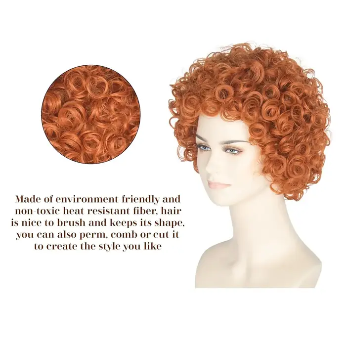 Perruque Courte Bouclée Rouge et Brune pour Femme