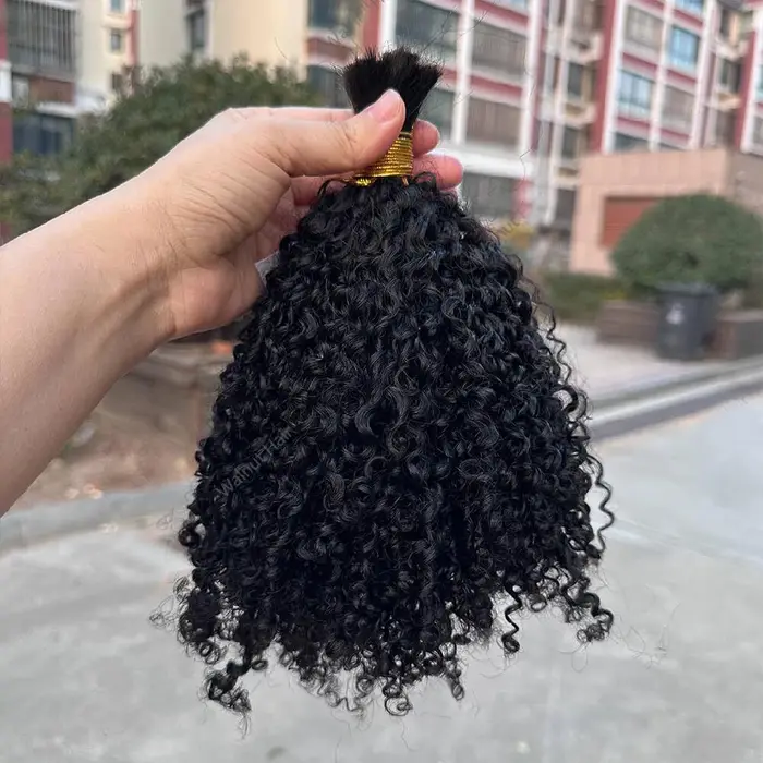 Afro crépus bouclés en vrac Extensions de cheveux humains Double dessiné brésilien vierge tressage