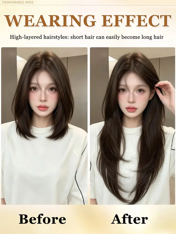 Extensions de cheveux synthétiques AOSIQUEEN à boucles intérieures, ultra-fines et invisibles, pour femmes, en une seule pièce, longues et droites