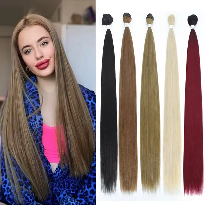 YunRong – tissage synthétique lisse Super Long, Extension capillaire, faux Yaki, tissage de cheveux 
