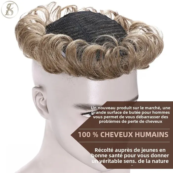 TESS hommes système de remplacement de cheveux 35g hommes toupet 16x19 cm perruque de cheveux humains hommes prothèse capillaire mâle pince dans les Extensions de cheveux