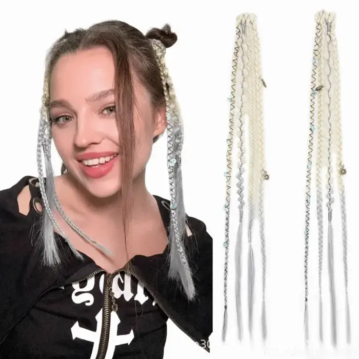Extensions de cheveux synthétiques tressées à clipser Bohemia, 16 pouces, faites à la main, longues,