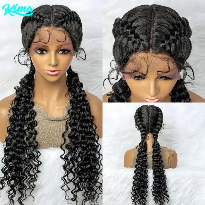 Perruque Lace Front Synthétique Bouclée et Ondulée pour Femme Africaine