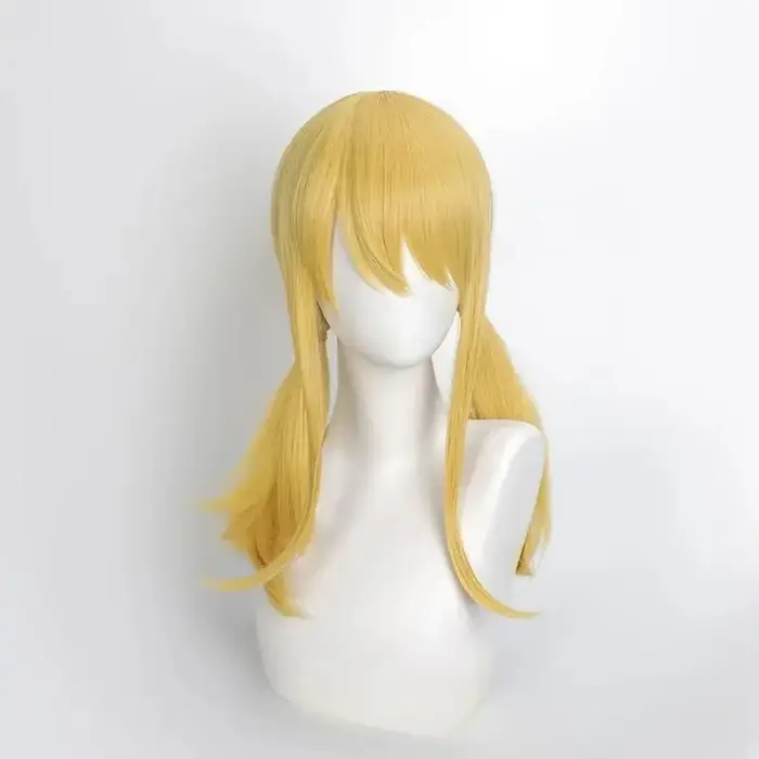 Lucy Cosplay perruque intégrée Double tressé cheveux Style or jaune fée queue