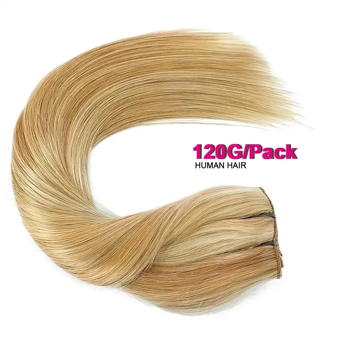 Extensions de cheveux lisses à clipser 120G 8/613 Blond Piano