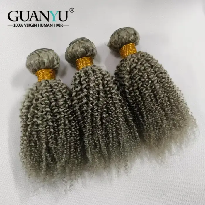 Mèches brésiliennes 100% naturelles Remy bouclées et crépues grises