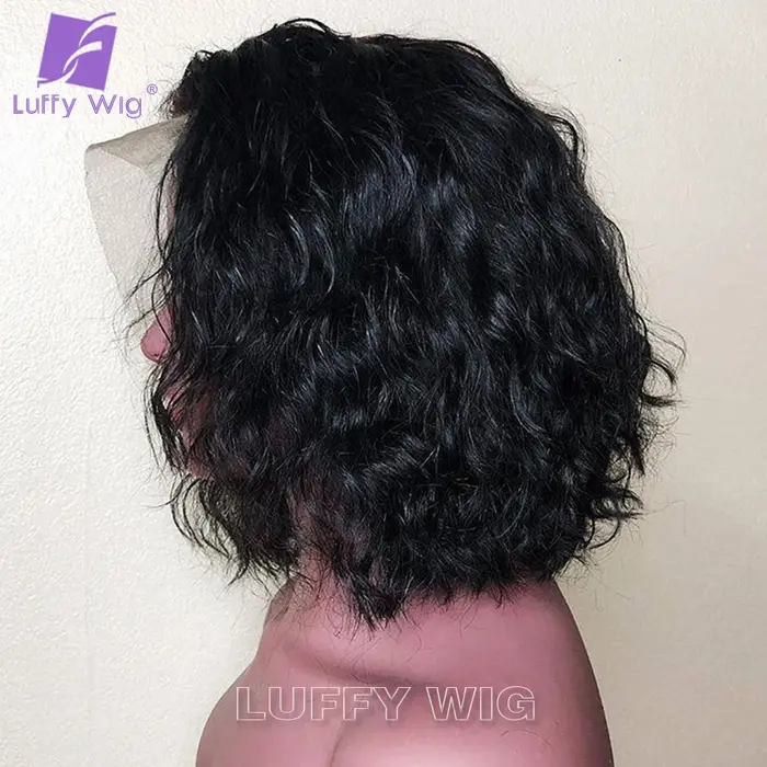 Perruque Lace Front Wig sans colle brésilienne Remy, cheveux naturels, ondulés, 13x6, pre-plucked, H