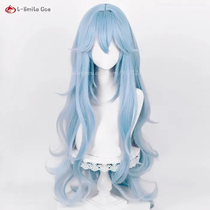 Haute qualité Anime EVA 100 cm de Long Ayanami Rei Cosplay perruque Cyan bleu cheveux bouclés résistant à la chaleur