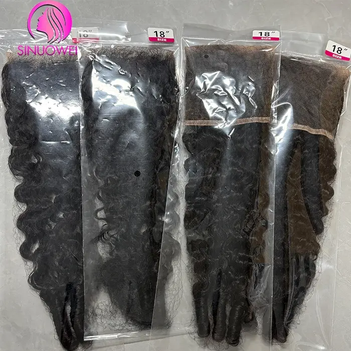 Closure en dentelle transparente 4x4 Cheveux bouclés birmans 12A