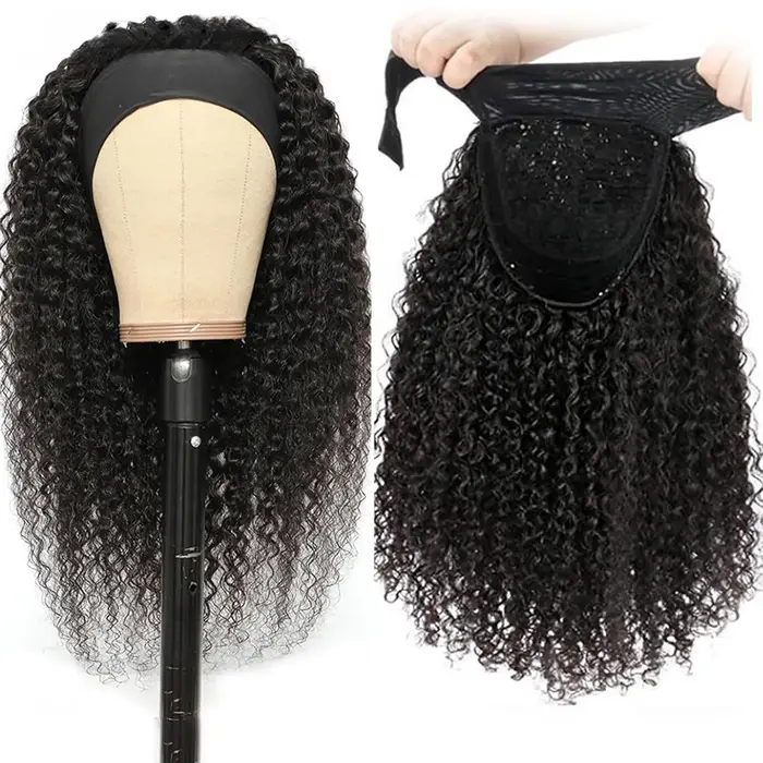 YAVIDA bandeau bouclé perruque cheveux humains 10-24 cheveux bouclés bandeau perruque indien vierge 