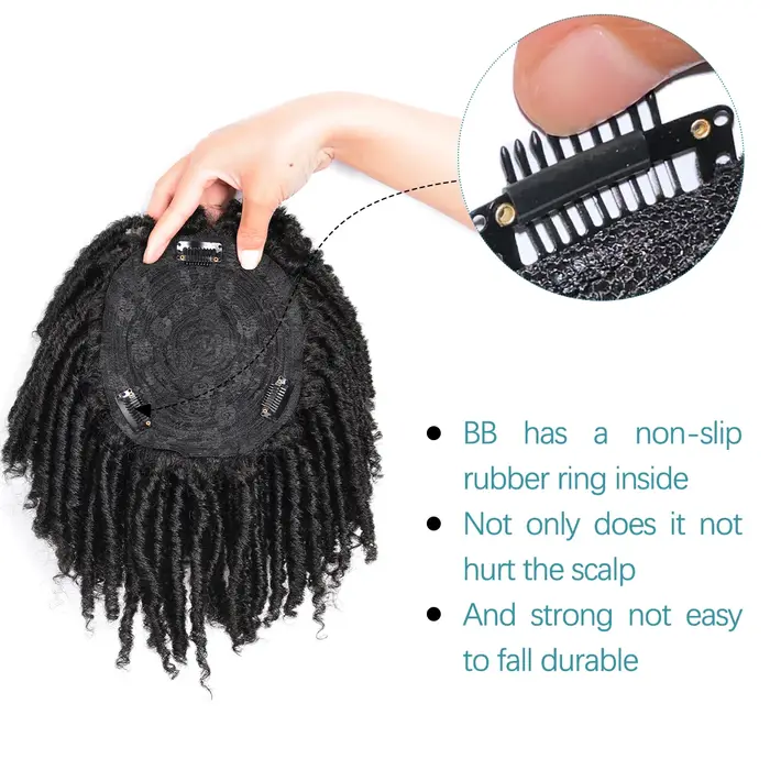 Dreadlock court demi perruques Clips synthétiques dans les cheveux Extension de toupet Afro