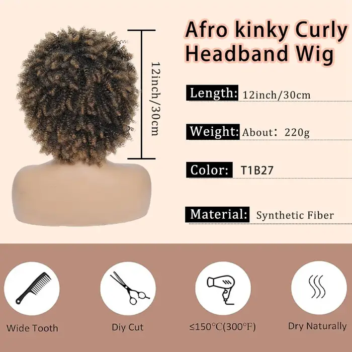 Perruques Afro crépues bouclées avec frange