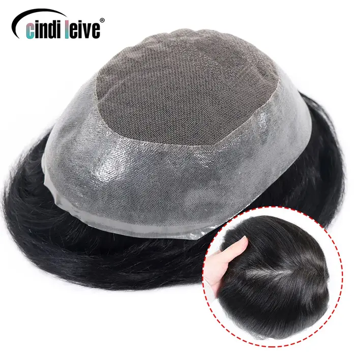 7x9 Australie Base Toupet Dentelle Avec PU Toupet Homme # 1B perruque masculine toupet de cheveux hu