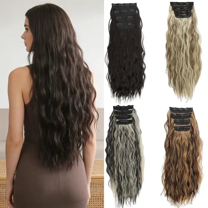 Lot de 4 extensions de cheveux à clipser