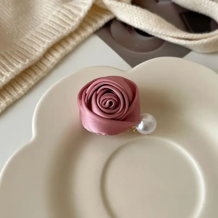 Pince à Cheveux en Satin Rose Perle, Forme de Chimtrash, réinitialisation Latéral, Accessoires pour 