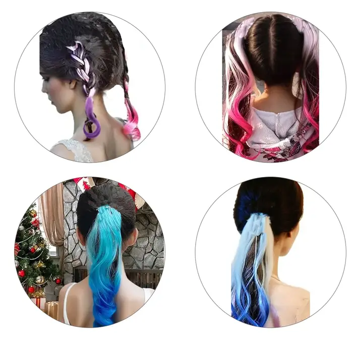 Extensions de cheveux colorés légers de 14 pouces Extensions de cheveux colorés synthétiques pour en