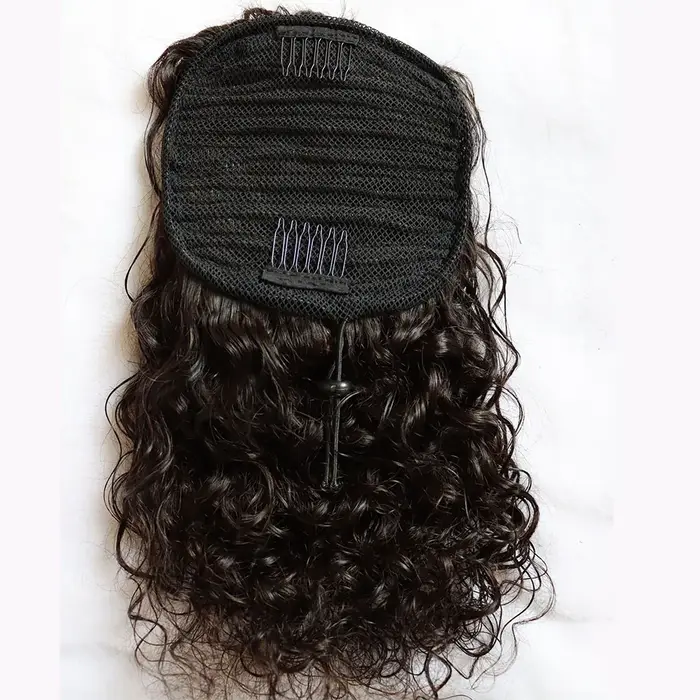 Extensions de cheveux humains dessiner des queues de cheval Jerry Afro crépus bouclés vierge pince