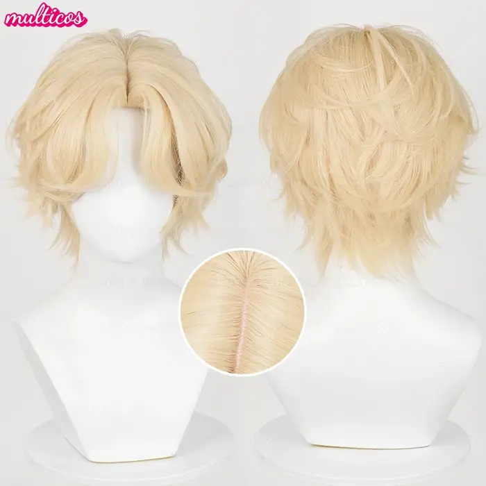 Perruque de Cosplay Luka courte Blonde de haute qualité