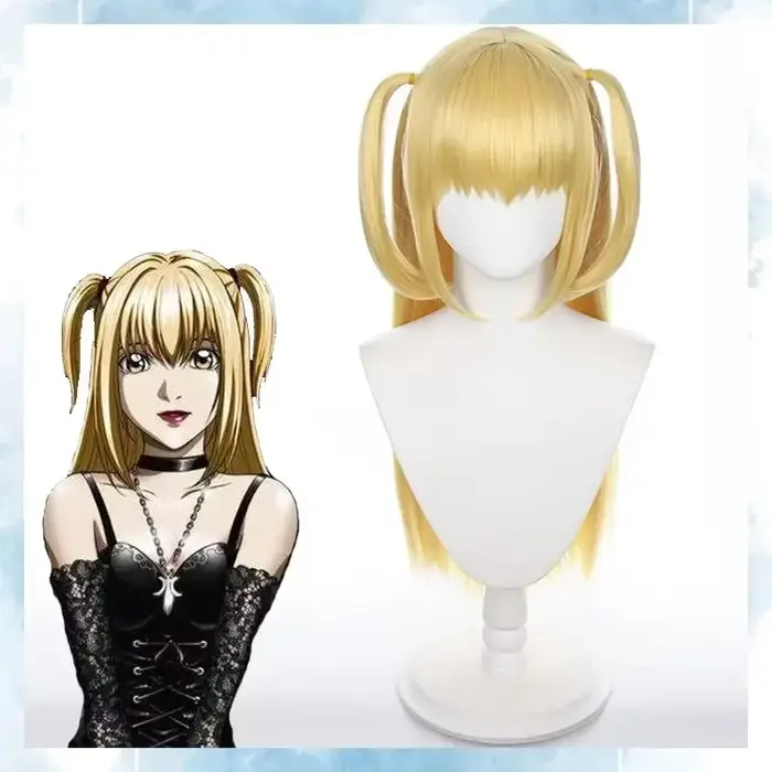 WHIMSICAL W Amane Misa Cosplay perruque longue droite style doré résistant à la chaleur