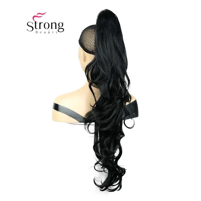 Extension de queue de cheval ondulée 28 "longue pièce de cheveux pince sur queue de poney Extension 