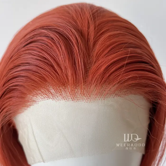Perruque Lace Front Wig synthétique courte Orange rouge pour hommes