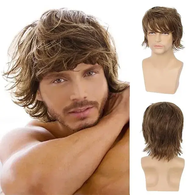 Perruque synthétique courte Blonde pour hommes