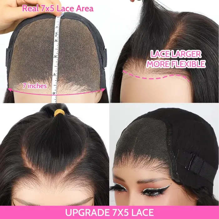 ISEE Hair-Perruque frontale en dentelle à vague profonde pré-plumée, perruque sans colle, fermeture