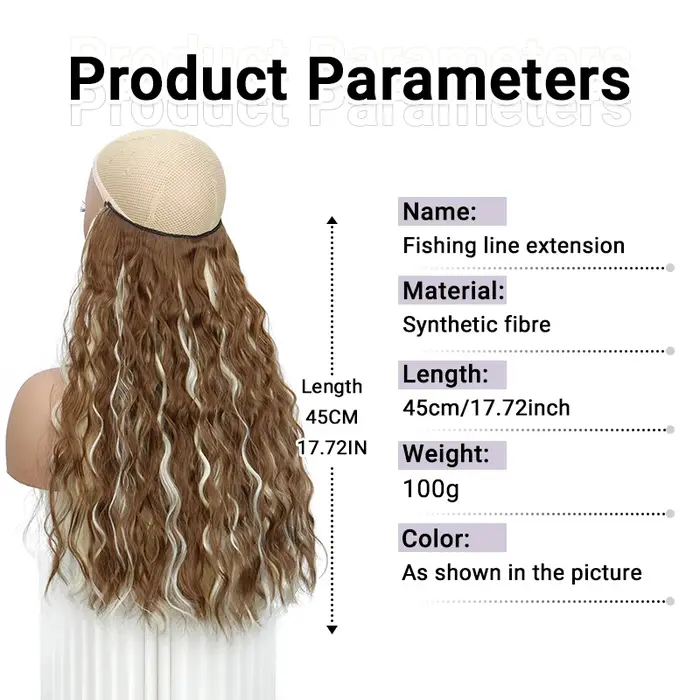 Extensions capillaires synthétiques longues de ligne de pêche